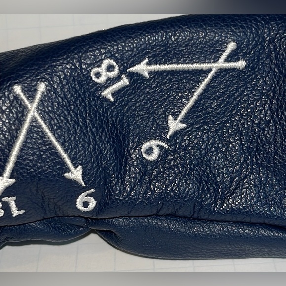 Winston Collection Golf Club Headcover leather Made in USA Navy Blue 9 18 arrows - Picture 3 of 7